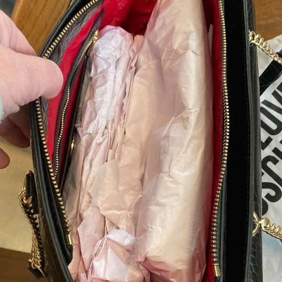 Love Moschino Croc Embossed Vegan Leather Heart Charm Tote with Dust Bag NWT - Picture 7 of 12